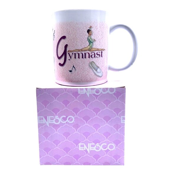 Enesco Gymnast Coffee Mug Cup Split Back Bend Mint Green Inside Gift Music Notes - Picture 6 of 7